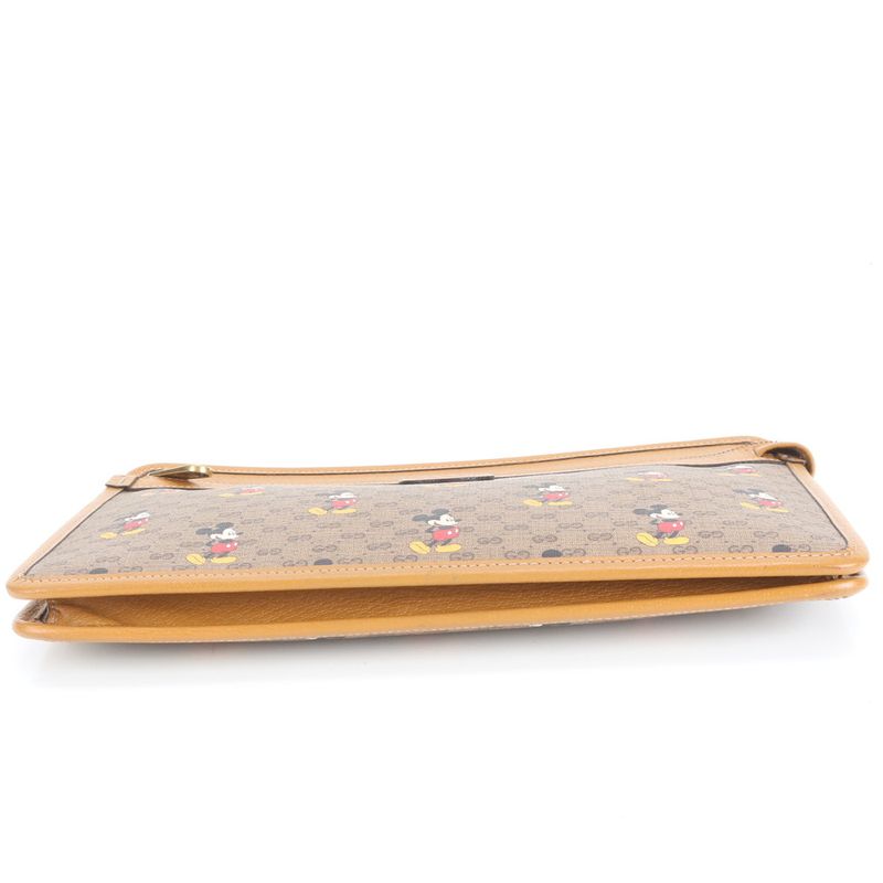 Gucci Micro GG Disney Mickey Collabor Leather Second Bag Clutch 602552 Brown
