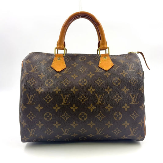 Louis Vuitton Speedy 30 Monogram Monogram Leather ×PVC Brown Hand Bag Gold