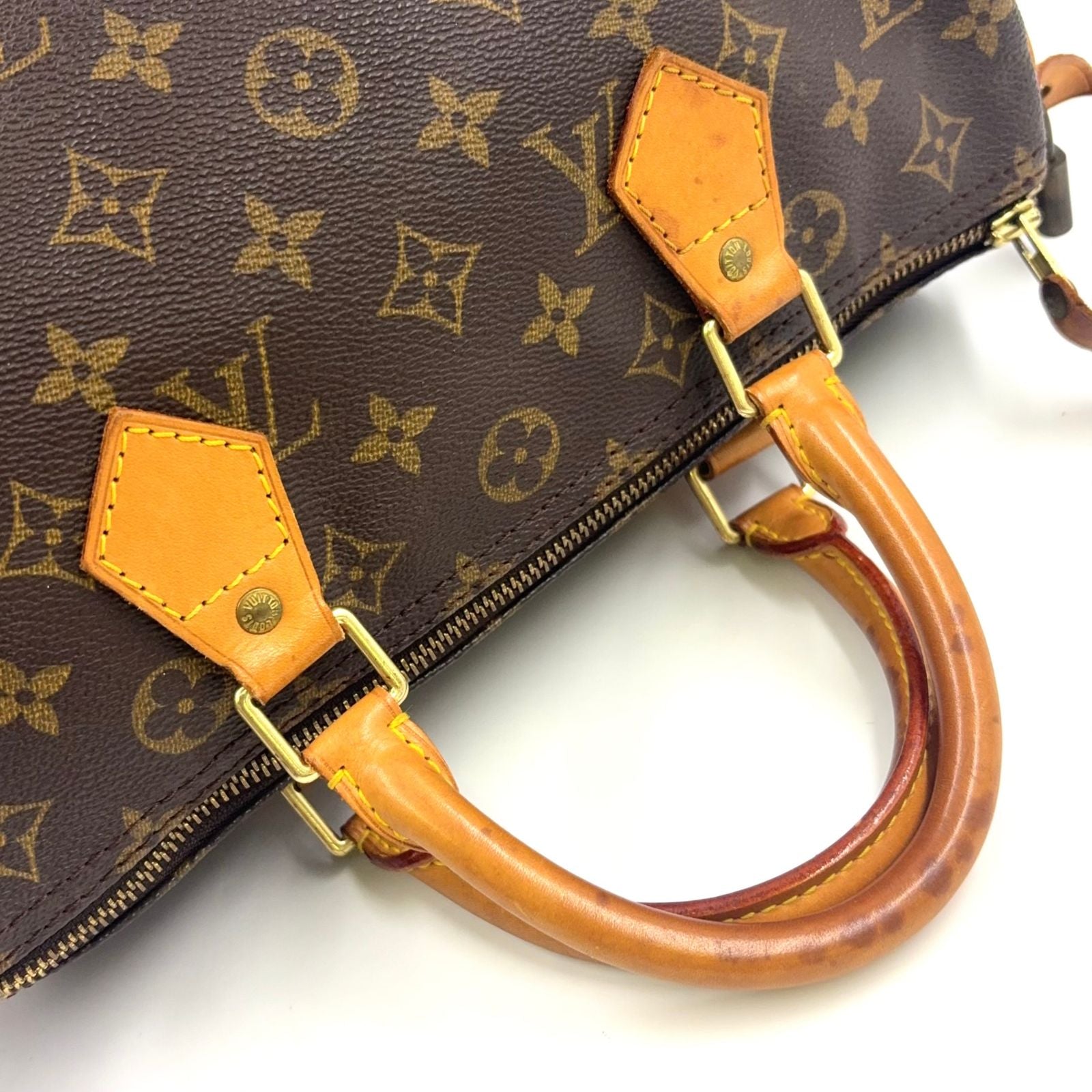 Louis Vuitton Speedy 30 Monogram Monogram Leather ×PVC Brown Hand Bag Gold