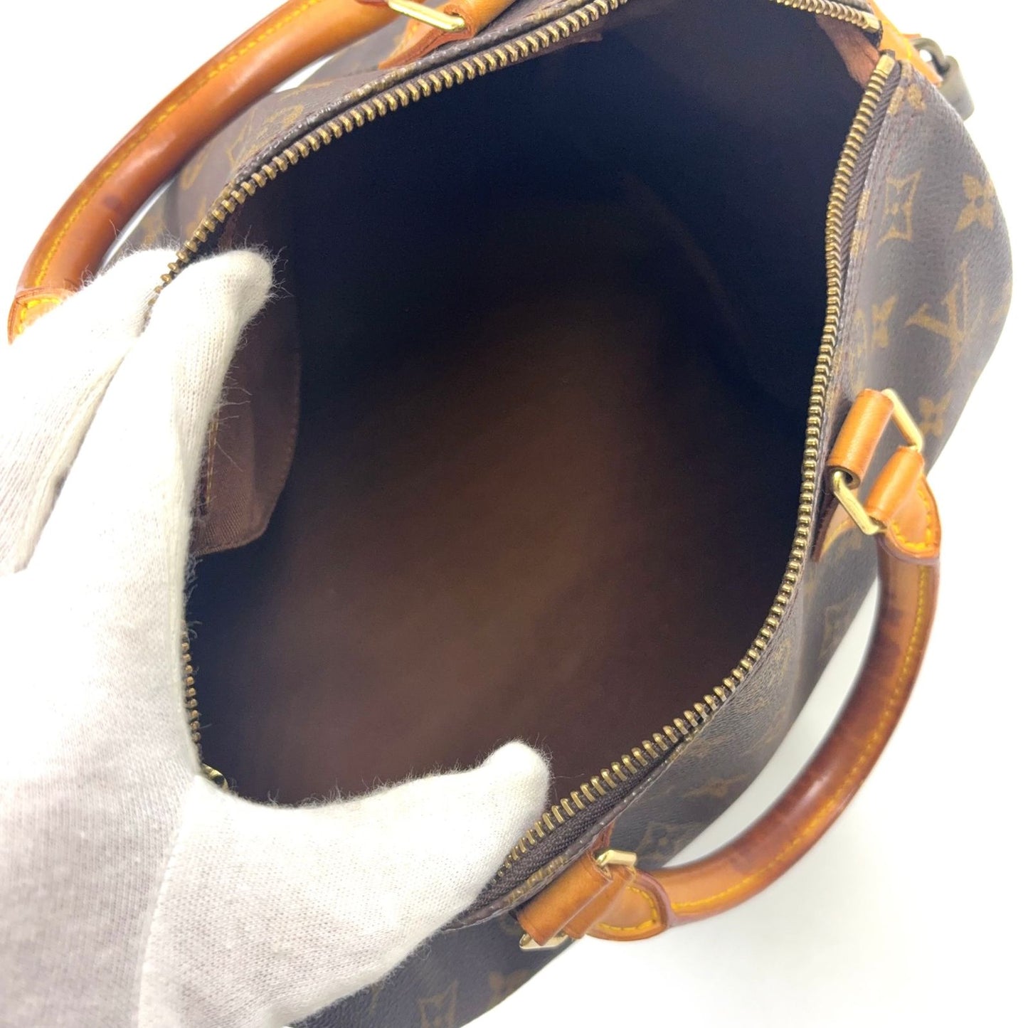 Louis Vuitton Speedy 30 Monogram Monogram Leather ×PVC Brown Hand Bag Gold