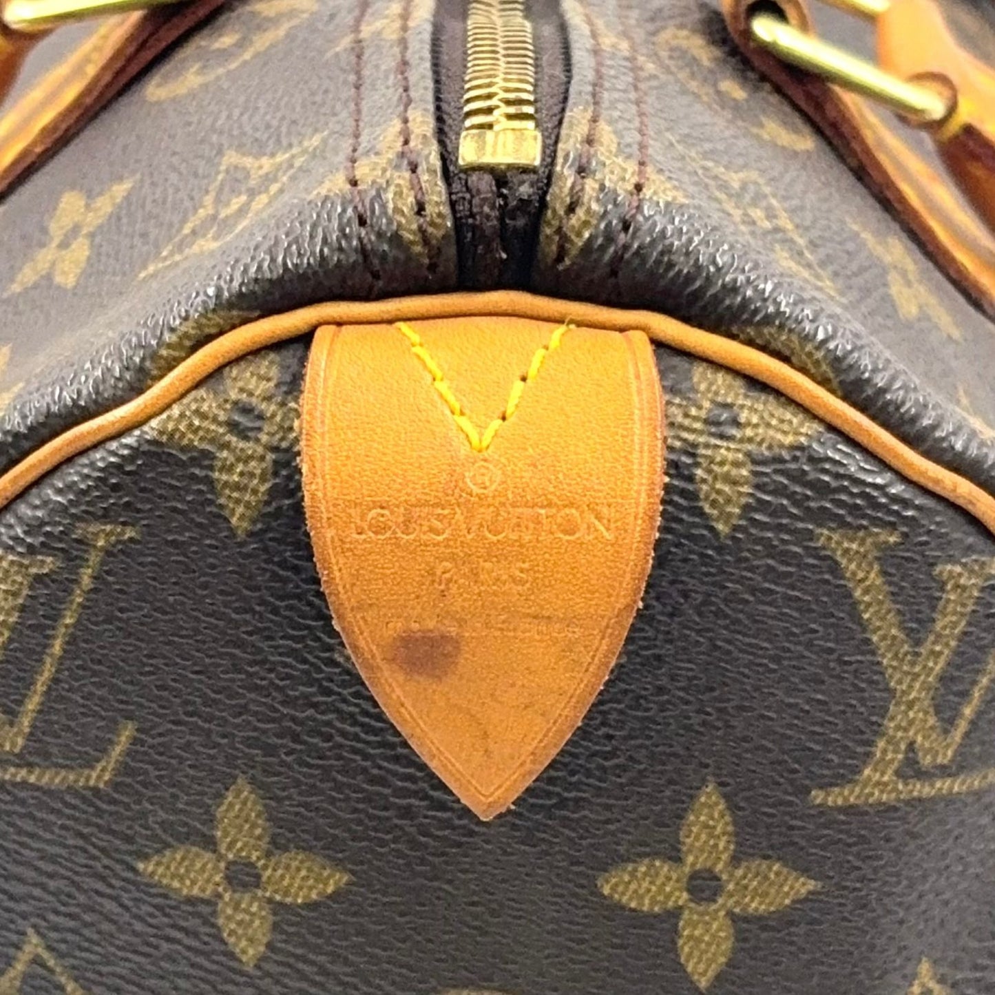 Louis Vuitton Speedy 30 Monogram Monogram Leather ×PVC Brown Hand Bag Gold