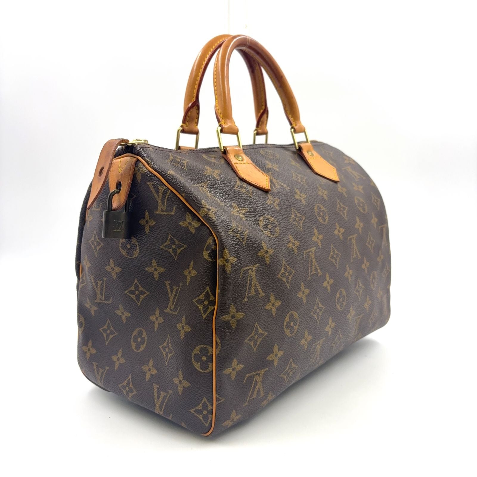 Louis Vuitton Speedy 30 Monogram Monogram Leather ×PVC Brown Hand Bag Gold