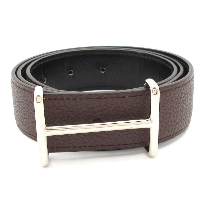 Hermes Belt - Dark Brown and Silver H Buckle Leather