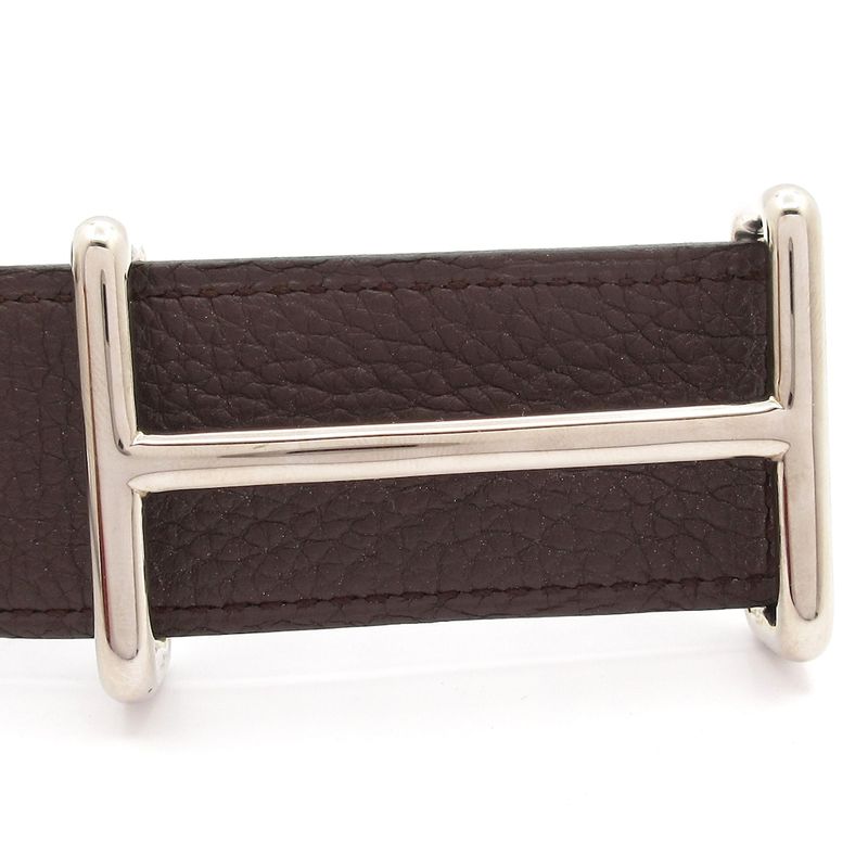 Hermes Belt - Dark Brown and Silver H Buckle Leather