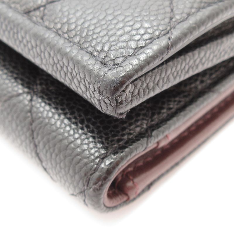 Chanel Trifold Wallet Matelasse Classic Small Flap Wallet Black Gold Hardware