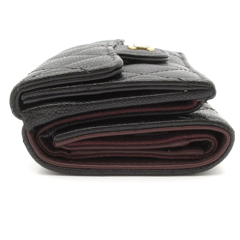 Chanel Trifold Wallet Matelasse Classic Small Flap Wallet Black Gold Hardware