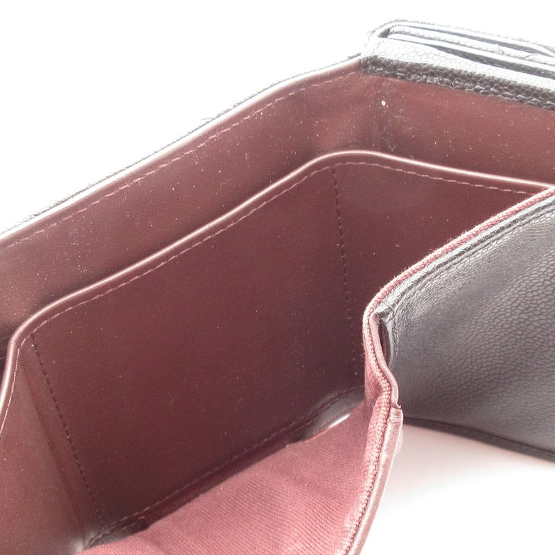 Chanel Trifold Wallet Matelasse Classic Small Flap Wallet Black Gold Hardware