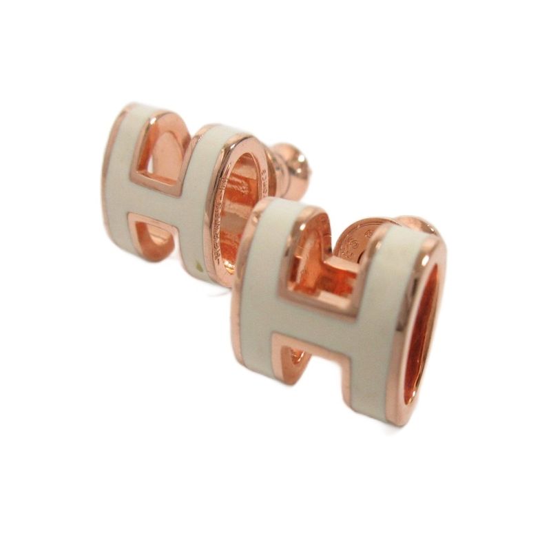 Hermes Pop Ash Mini H Earrings Stud Earrings Accessories White Pink Gold AA