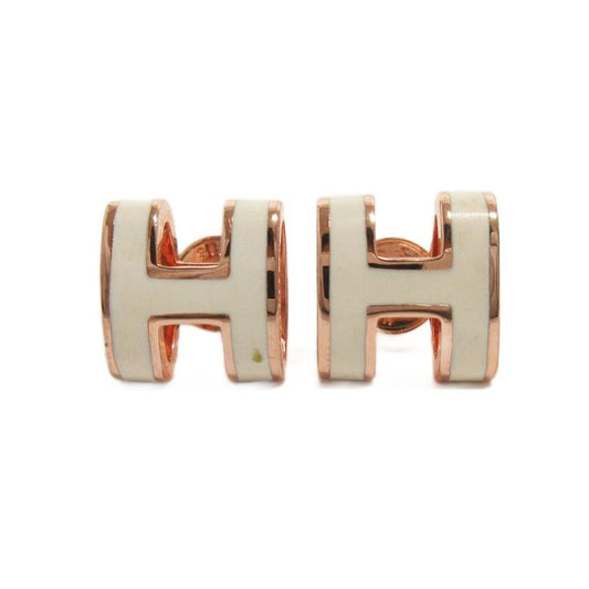 Hermes Pop Ash Mini H Earrings Stud Earrings Accessories White Pink Gold AA