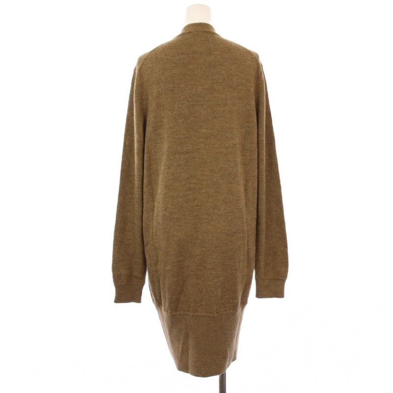 Hermes Knitted Cardigan Long Sleeves Long Alpaca 36 Brown KH