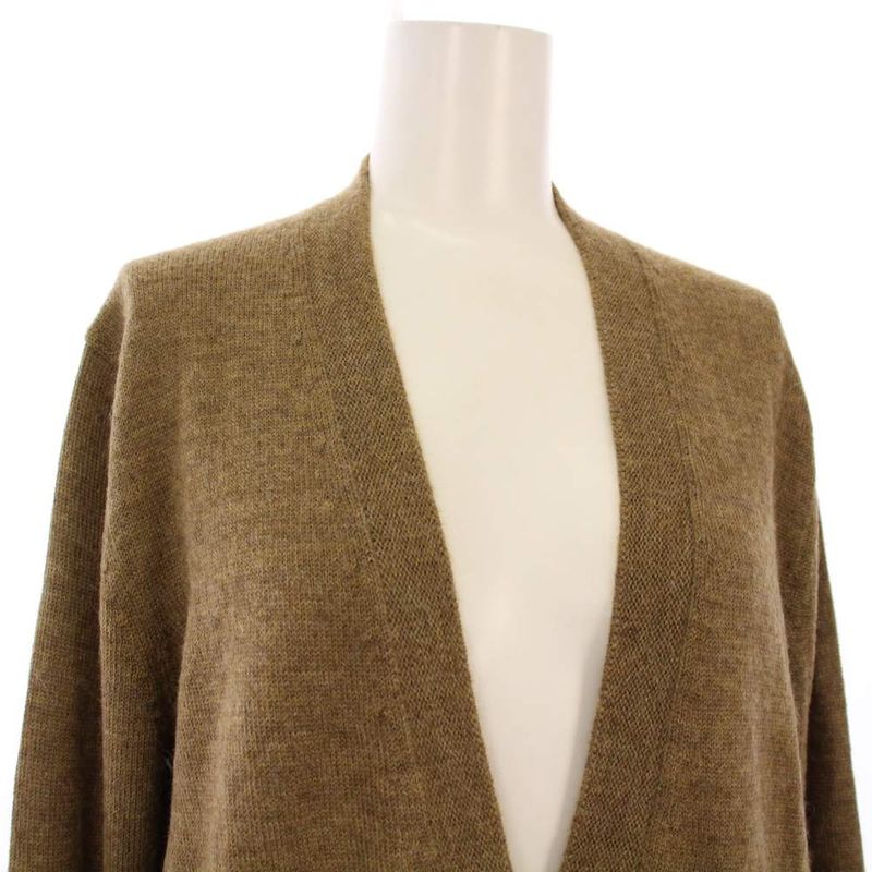 Hermes Knitted Cardigan Long Sleeves Long Alpaca 36 Brown KH