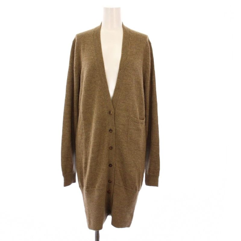 Hermes Knitted Cardigan Long Sleeves Long Alpaca 36 Brown KH
