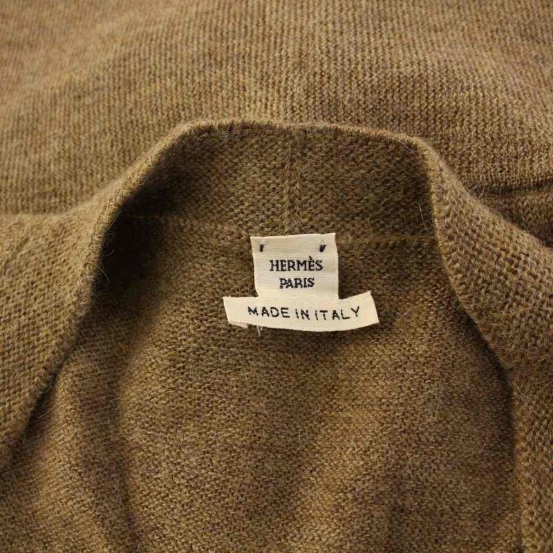 Hermes Knitted Cardigan Long Sleeves Long Alpaca 36 Brown KH