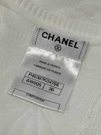 Chanel Dress Sleeveless Coco-mark Damask Embossed P45387k04766 White 36 S