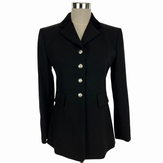Hermes Tailored Jacket Serie Button Collar Velour Wool Black 40