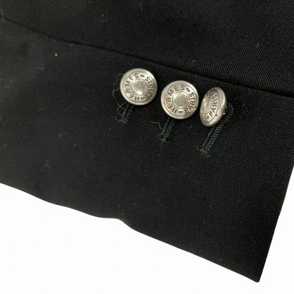 Hermes Tailored Jacket Serie Button Collar Velour Wool Black 40