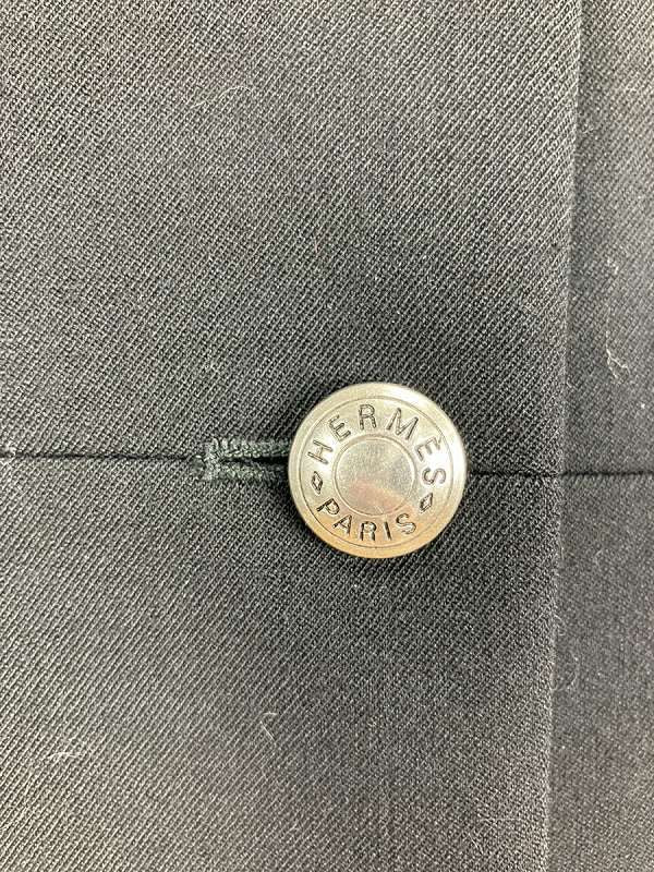 Hermes Tailored Jacket Serie Button Collar Velour Wool Black 40