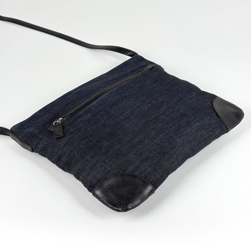 Prada Logo Plate Shoulder Bag Crossbody Shoulder Bag Canvas Navy Black Va0182