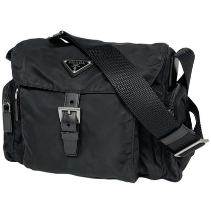 Prada Logo Plate Shoulder Bag Crossbody Shoulder Bag Nylon Nero (Black) Women