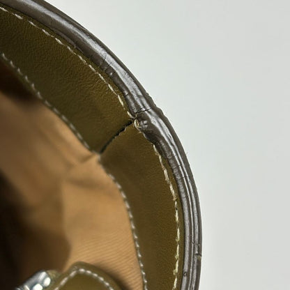 Celine C Macadam Pattern Tote Handbag Khaki Tote Canvas Green Beige Women