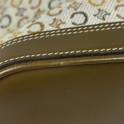 Celine C Macadam Pattern Tote Handbag Khaki Tote Canvas Green Beige Women