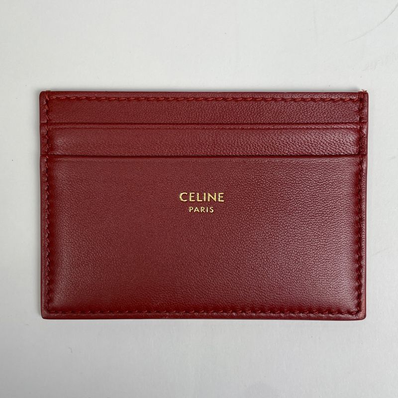 Celine Logo Coin Case Card Case Card Holder Coin Case Leather Light Blue Women