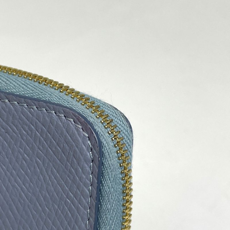 Celine Logo Coin Case Card Case Card Holder Coin Case Leather Light Blue Women