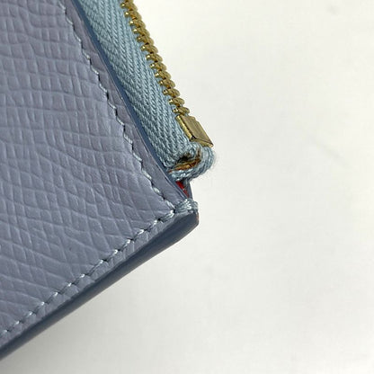 Celine Logo Coin Case Card Case Card Holder Coin Case Leather Light Blue Women