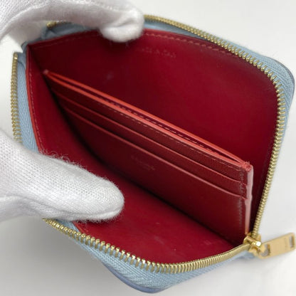 Celine Logo Coin Case Card Case Card Holder Coin Case Leather Light Blue Women