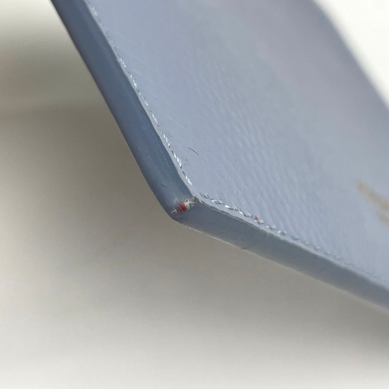 Celine Logo Coin Case Card Case Card Holder Coin Case Leather Light Blue Women