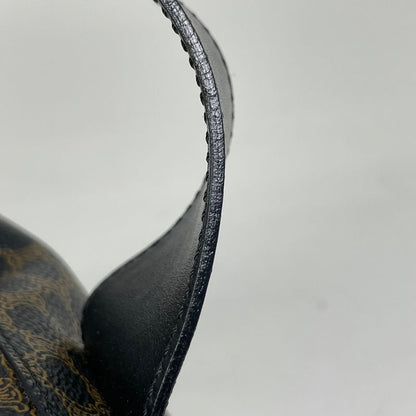 Celine Macadam Pattern Handbag Circle Logo Tote Handbag Coated Canvas Black