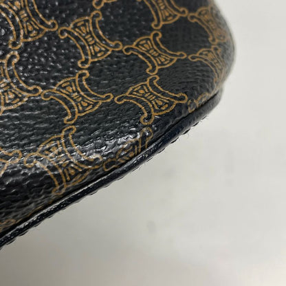 Celine Macadam Pattern Handbag Circle Logo Tote Handbag Coated Canvas Black