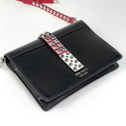 Prada Electra Shoulder Bag Logo Studded Shoulder Bag Leather Nero (Black)