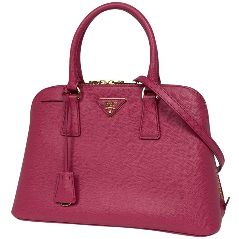 Prada Logo Plate Handbag 2way Shoulder Bag Promenade Handbag Saffiano Leather