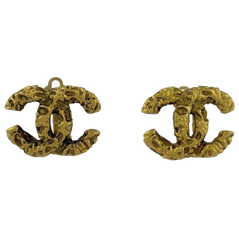 Chanel Coco Mark Earrings GP Gold Ladies