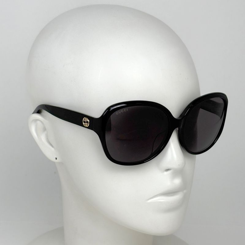 Gucci Interlocking G Sunglass Es Eyewear Plastic Black Gg0080sk Ladies