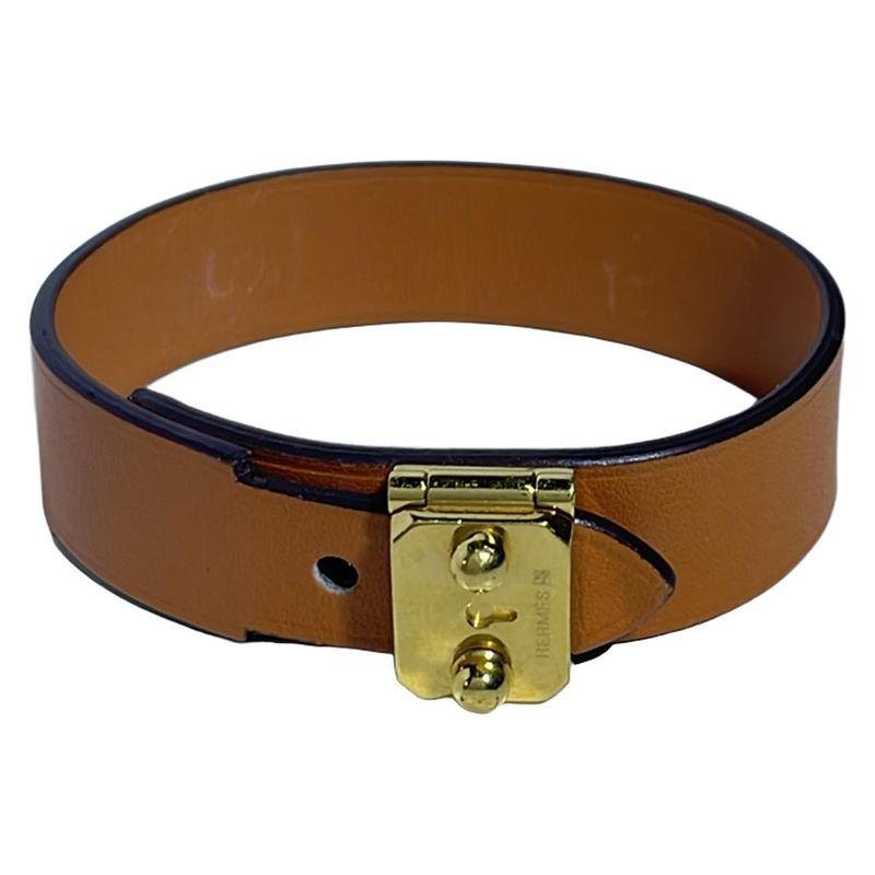 Hermes Bangle Sac a Depeches Leather Orange and Gold Hardware