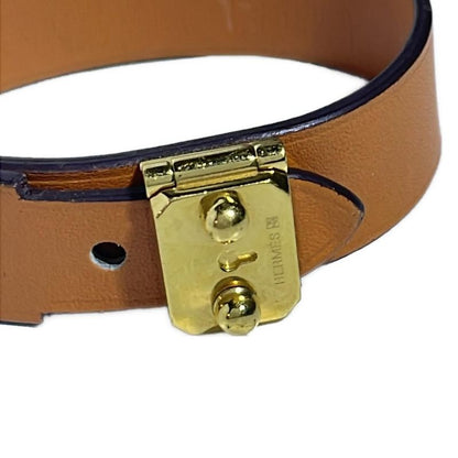 Hermes Bangle Sac a Depeches Leather Orange and Gold Hardware