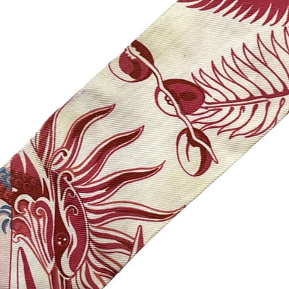 Hermes Scarf Twilly Pink×red×multi Feathers
