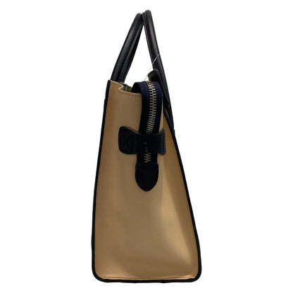 Celine Handbag Luggage Micro Shopper Black X Khaki X Beige Leather