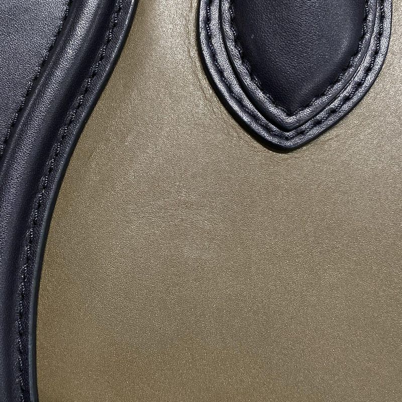 Celine Handbag Luggage Micro Shopper Black X Khaki X Beige Leather