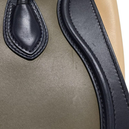 Celine Handbag Luggage Micro Shopper Black X Khaki X Beige Leather