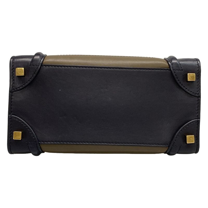 Celine Handbag Luggage Micro Shopper Black X Khaki X Beige Leather