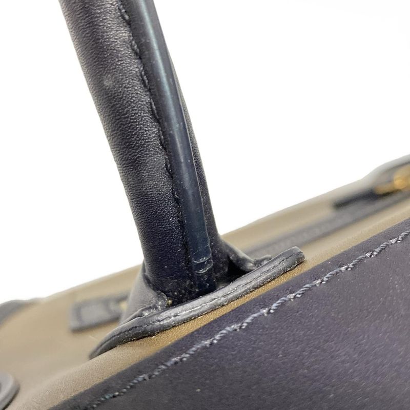 Celine Handbag Luggage Micro Shopper Black X Khaki X Beige Leather