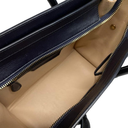 Celine Handbag Luggage Micro Shopper Black X Khaki X Beige Leather