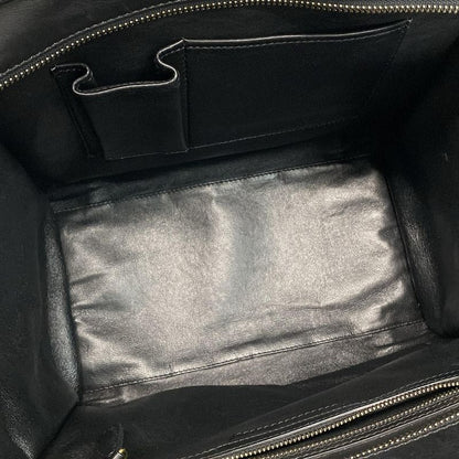 Celine Handbag Luggage Mini Shopper Black and Ivory Linen Leather