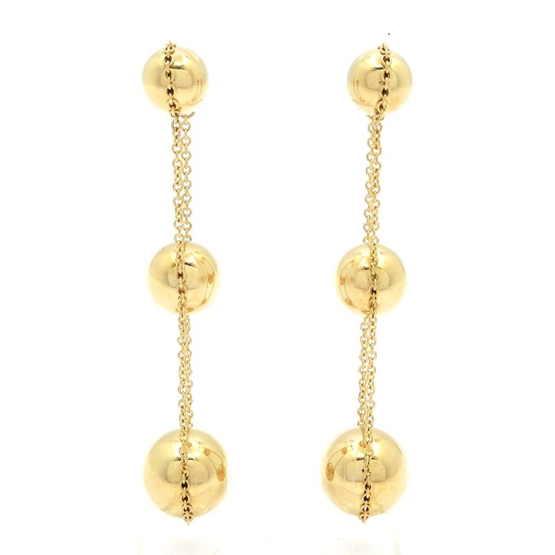 Tiffany & Co Earrings Hardware Ball Triple Drop 18k Yellow Gold