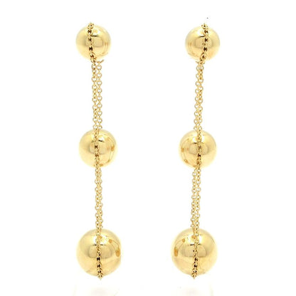 Tiffany & Co Earrings Hardware Ball Triple Drop 18k Yellow Gold