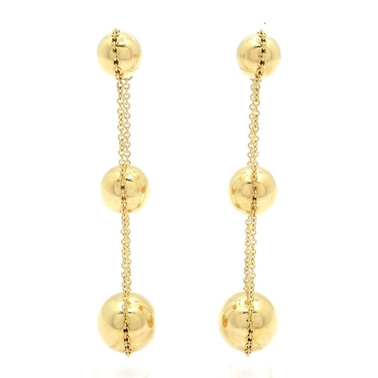 Tiffany & Co Earrings Hardware Ball Triple Drop 18k Yellow Gold