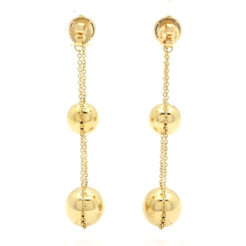 Tiffany & Co Earrings Hardware Ball Triple Drop 18k Yellow Gold